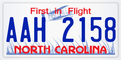 NC license plate AAH2158
