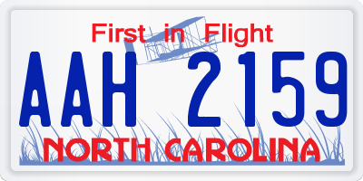 NC license plate AAH2159
