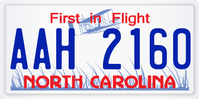 NC license plate AAH2160