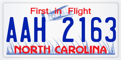 NC license plate AAH2163