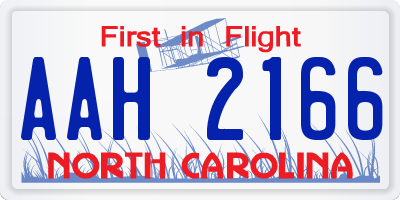 NC license plate AAH2166