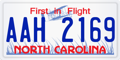 NC license plate AAH2169