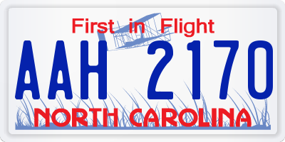 NC license plate AAH2170