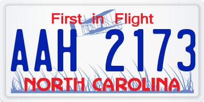 NC license plate AAH2173