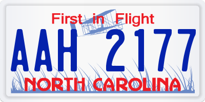 NC license plate AAH2177