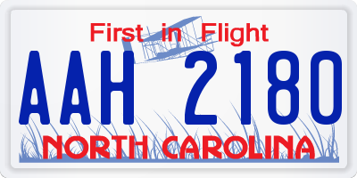 NC license plate AAH2180