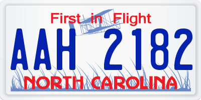 NC license plate AAH2182