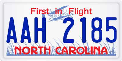 NC license plate AAH2185