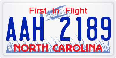 NC license plate AAH2189