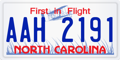 NC license plate AAH2191