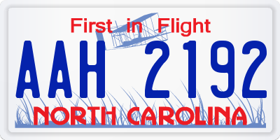 NC license plate AAH2192