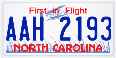 NC license plate AAH2193