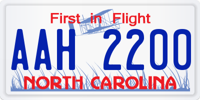 NC license plate AAH2200