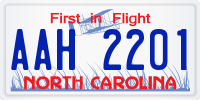 NC license plate AAH2201