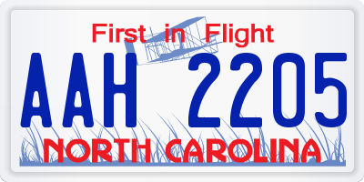 NC license plate AAH2205