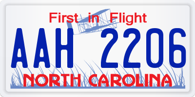 NC license plate AAH2206