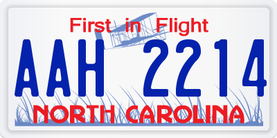 NC license plate AAH2214