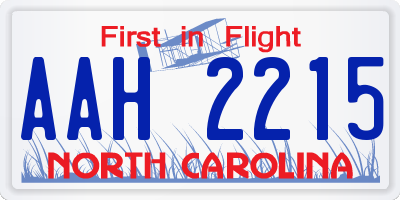 NC license plate AAH2215