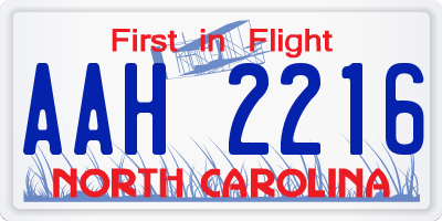 NC license plate AAH2216