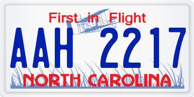 NC license plate AAH2217