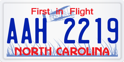 NC license plate AAH2219