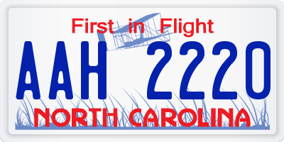 NC license plate AAH2220