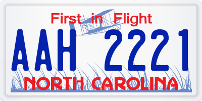 NC license plate AAH2221