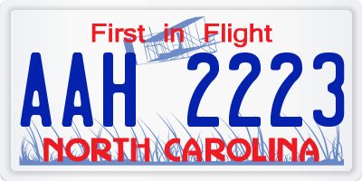 NC license plate AAH2223