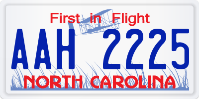 NC license plate AAH2225