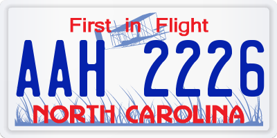 NC license plate AAH2226