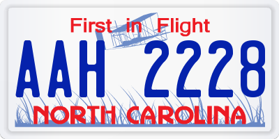 NC license plate AAH2228