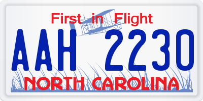 NC license plate AAH2230