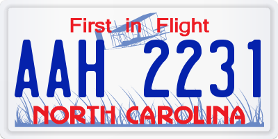 NC license plate AAH2231