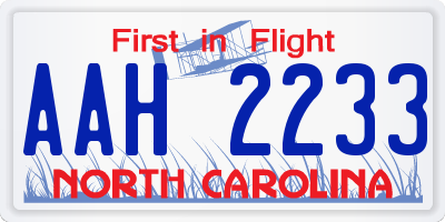 NC license plate AAH2233