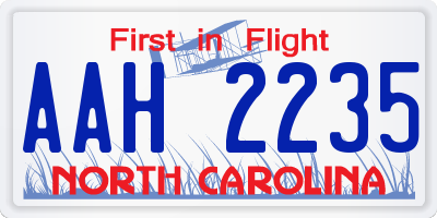 NC license plate AAH2235