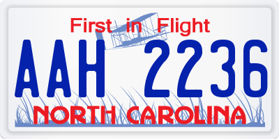 NC license plate AAH2236