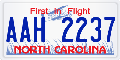 NC license plate AAH2237