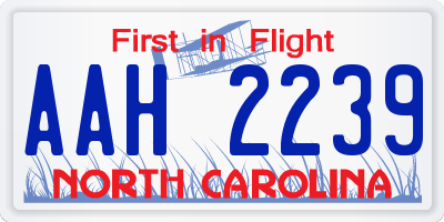 NC license plate AAH2239