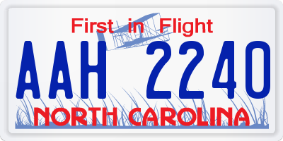 NC license plate AAH2240