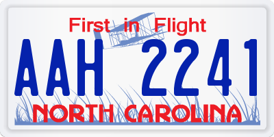 NC license plate AAH2241