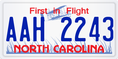 NC license plate AAH2243