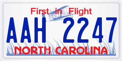 NC license plate AAH2247