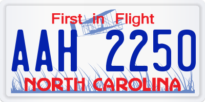 NC license plate AAH2250