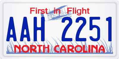 NC license plate AAH2251