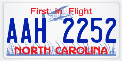 NC license plate AAH2252