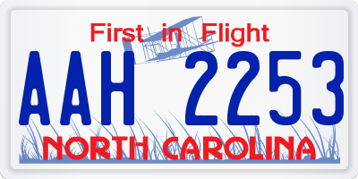 NC license plate AAH2253