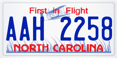 NC license plate AAH2258