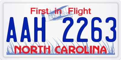 NC license plate AAH2263