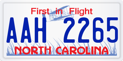 NC license plate AAH2265