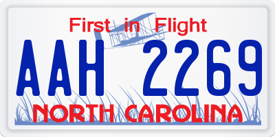 NC license plate AAH2269